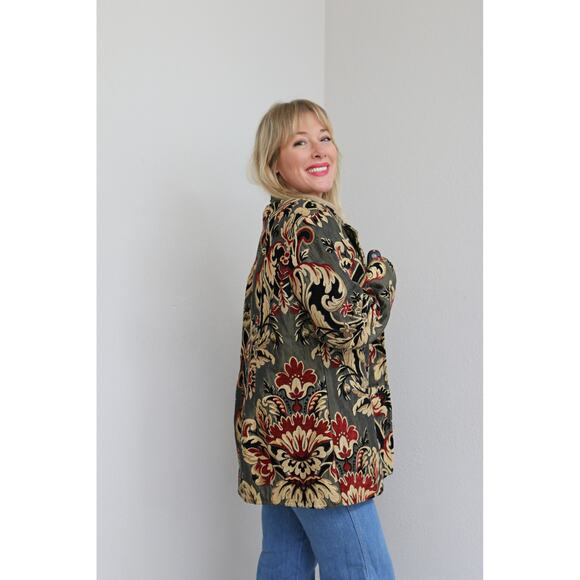1990's Vintage Painted Pony Tapestry Bohemian Jacket ~ Women's LG XL ~ Fall Coat - Picture 5 of 10